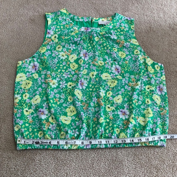 Loft Green Floral Sleeveless Bubble Hem Top Large - Picture 12 of 12